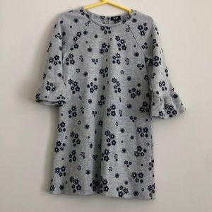 Mexx girls grey with blue flowers knit dress size 6